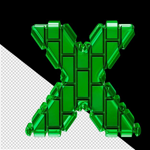 Symbol made of green vertical bricks letter x