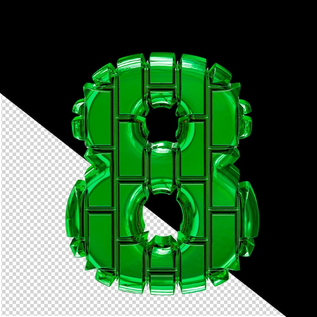 Symbol made of green vertical bricks number 8