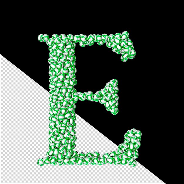 PSD symbol made of green volleyballs letter e