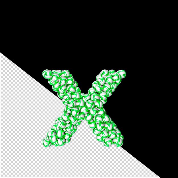 PSD symbol made of green volleyballs letter x