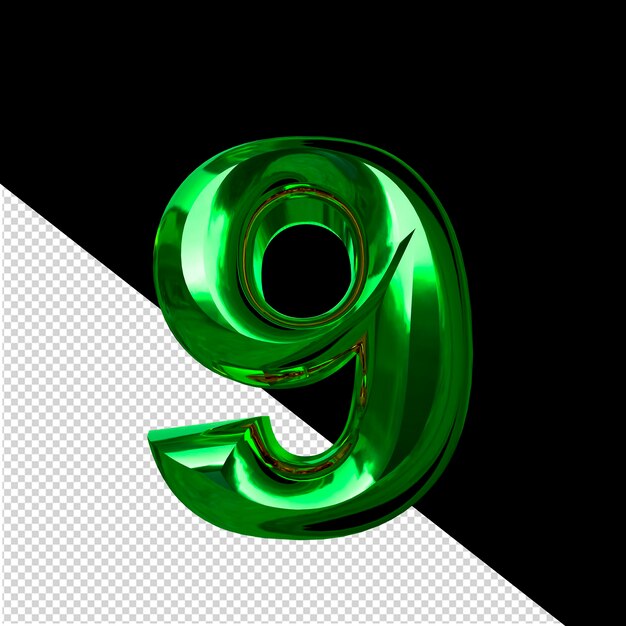 PSD symbol made of green with beveled number 9