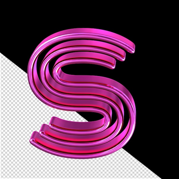 Symbol made of purple plates letter s