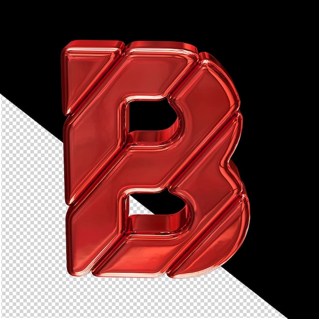 Symbol made of red blocks letter b