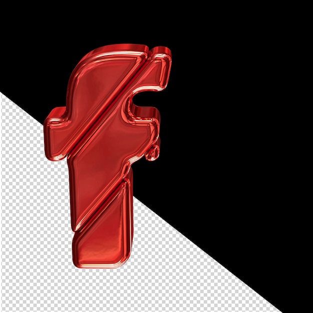 Symbol made of red blocks letter f