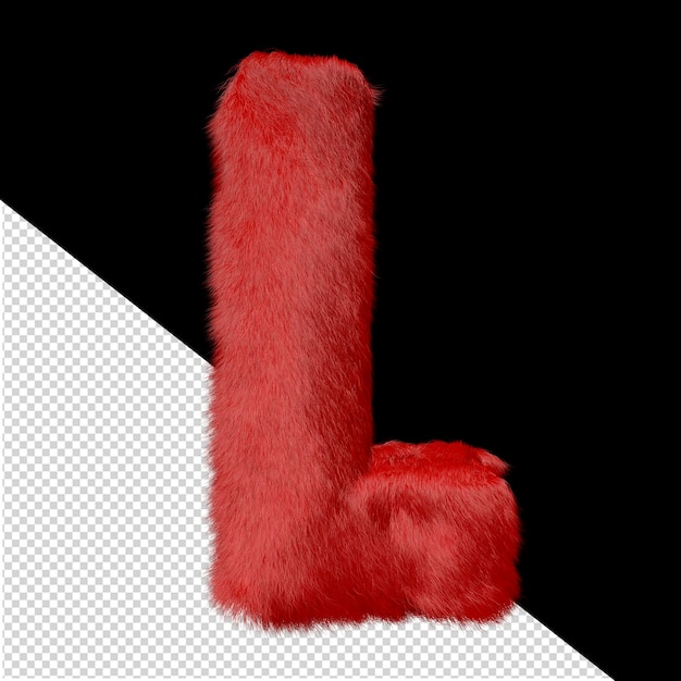 Symbol made of red fur letter l