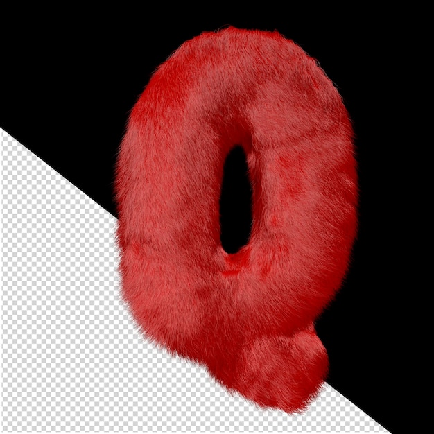 Symbol made of red fur letter q