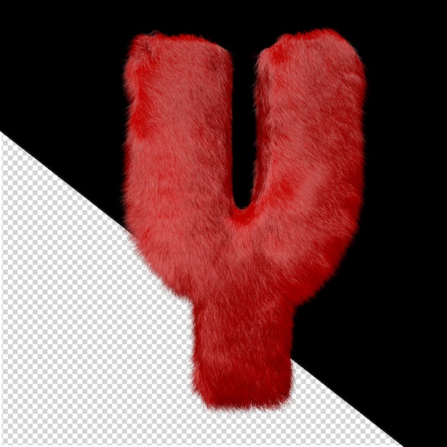 Symbol made of red fur letter y