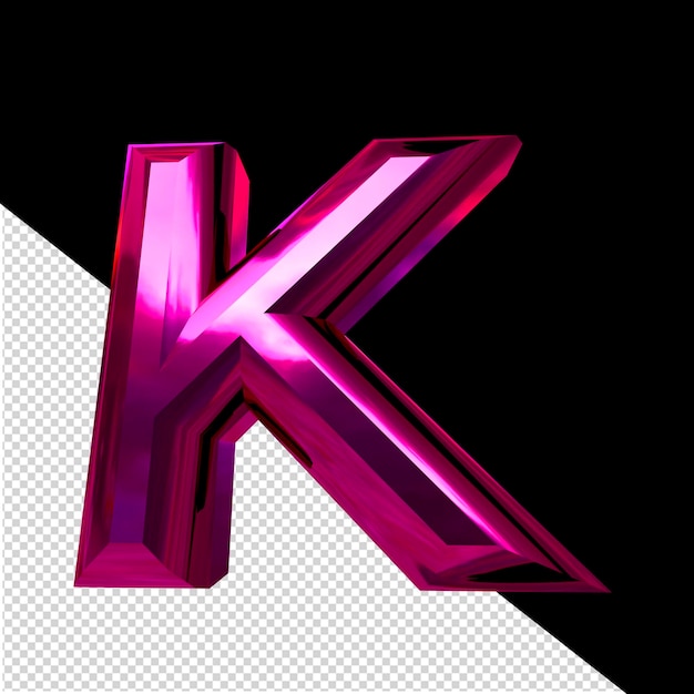 Symbol made of red with beveled letter k