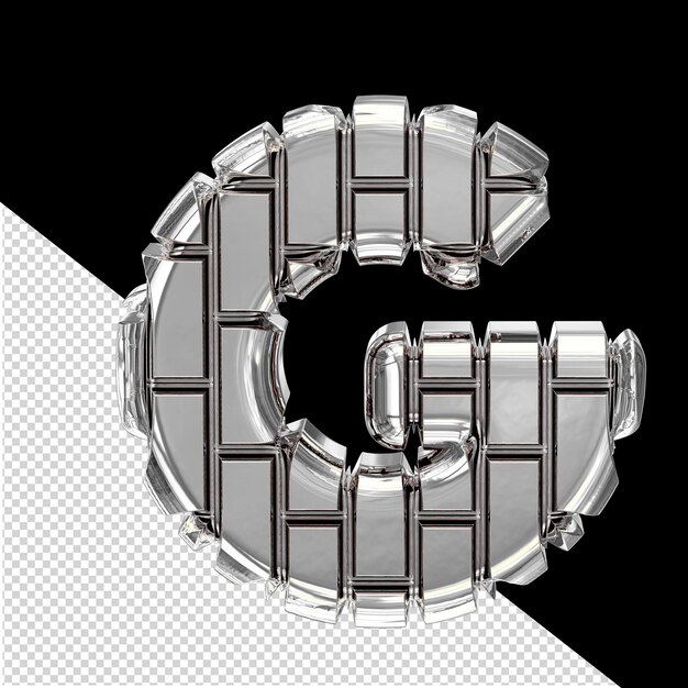 Symbol made of silver vertical bricks letter g