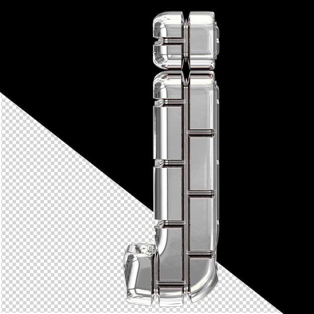 Symbol made of silver vertical bricks letter j