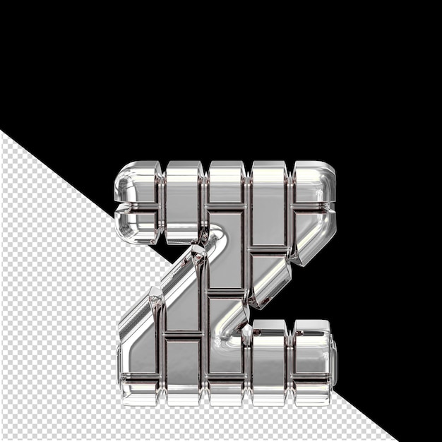 PSD symbol made of silver vertical bricks letter z