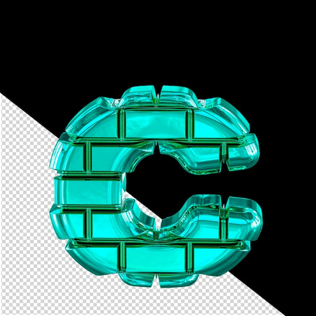 Symbol made of turquoise bricks letter c