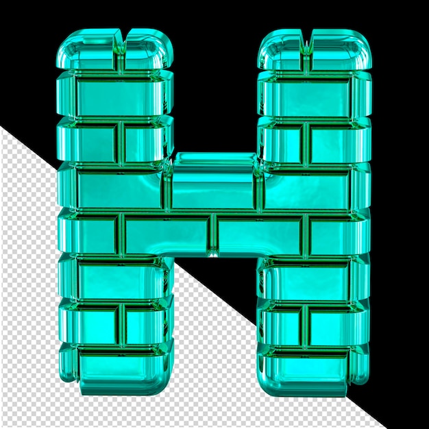 Symbol made of turquoise bricks letter h