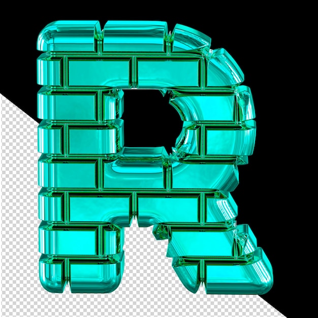 Symbol made of turquoise bricks letter r