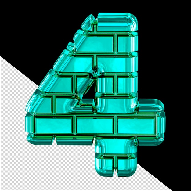 Symbol made of turquoise bricks number 4