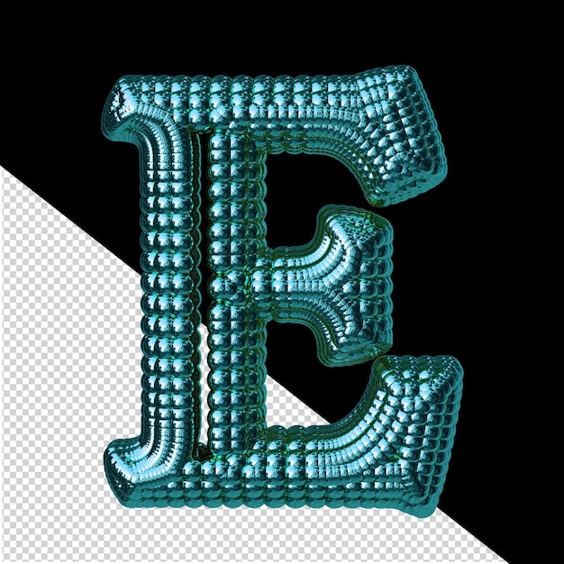 Symbol made of turquoise spheres letter e