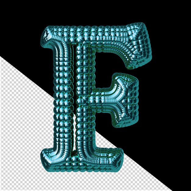 Symbol made of turquoise spheres letter f