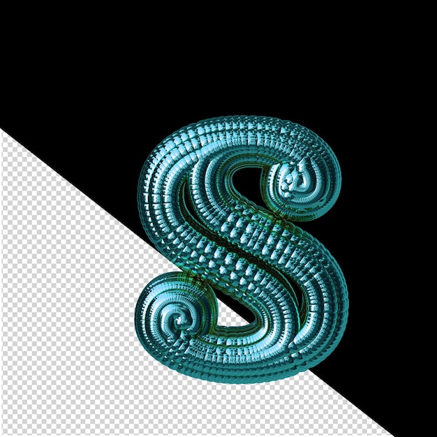 Symbol made of turquoise spheres letter s