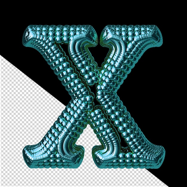 Symbol made of turquoise spheres letter x