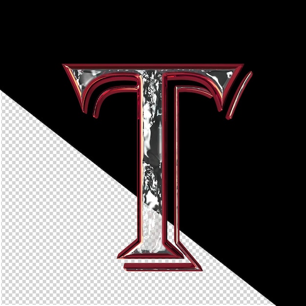 Symbol in a red frame letter t