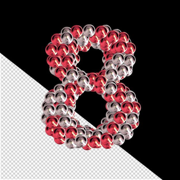 Symbol of red and silver spheres number 8