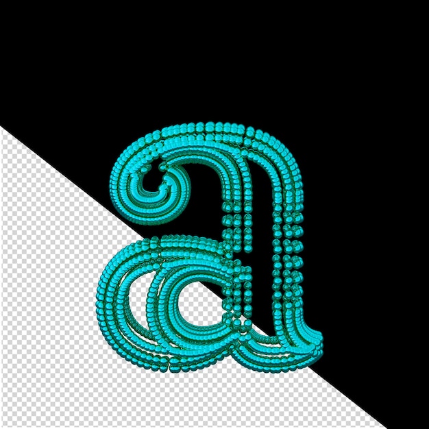 Symbol of small turquoise 3d spheres letter a