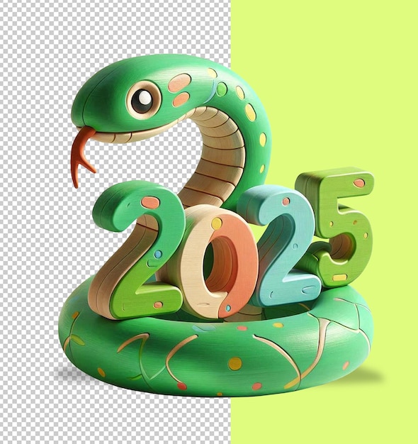 symbol of year 2025 green snake on a transparent background