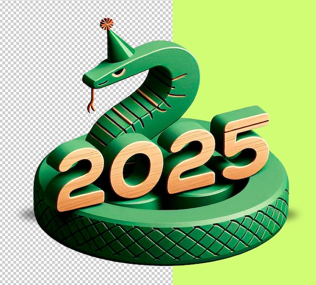 symbol of year 2025 green snake on a transparent background