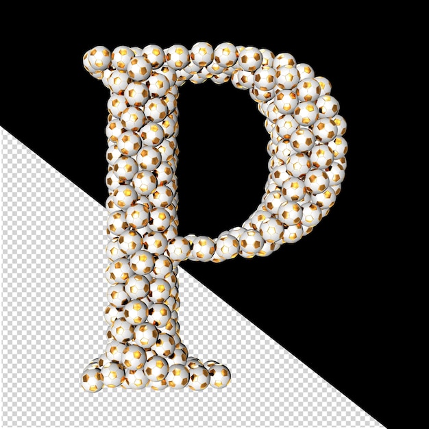 Symbols made from gold soccer balls letter p