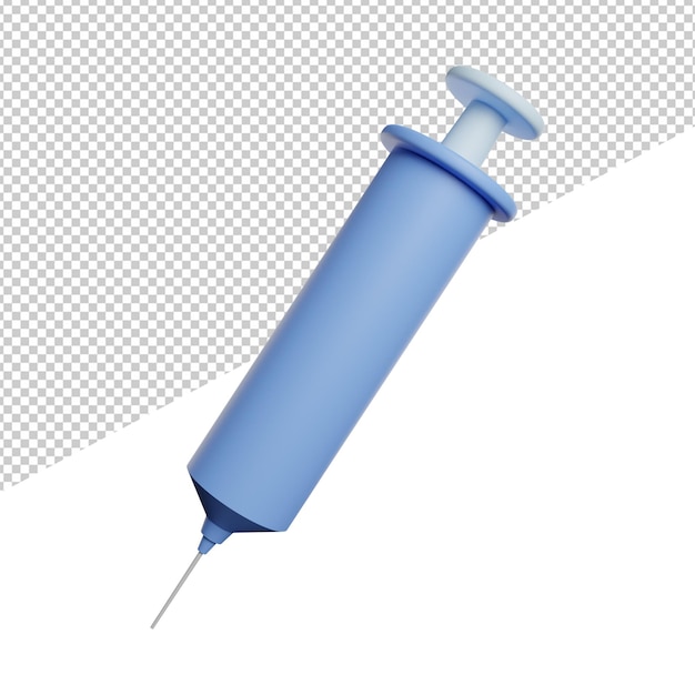 Syringe pharmacy tools front view 3d rendering illustration icon with transparent background