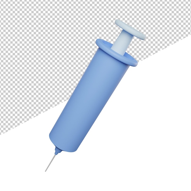 Syringe pharmacy tools side view 3d rendering illustration icon with transparent background