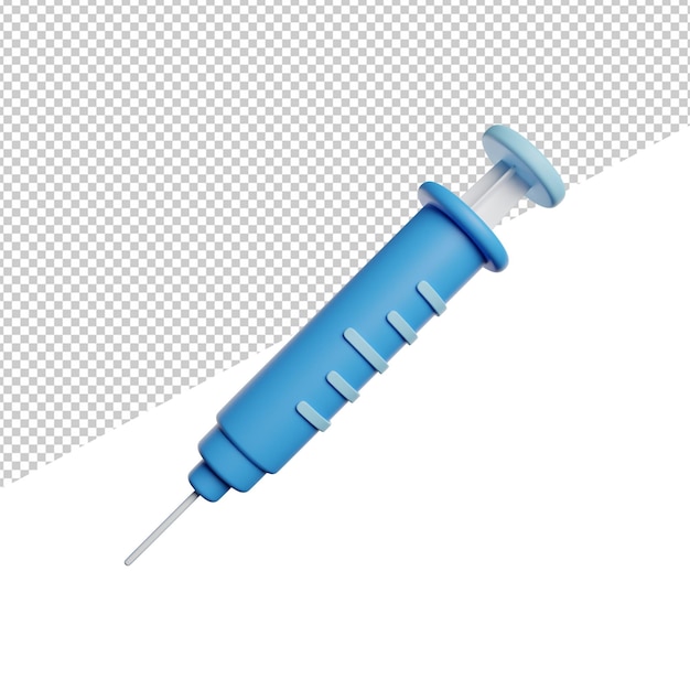 Syringe Vaccine front view 3d rendering icon illustration on transparent background