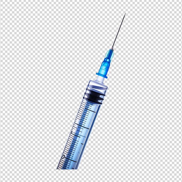 a syringe with a blue syringe on the top