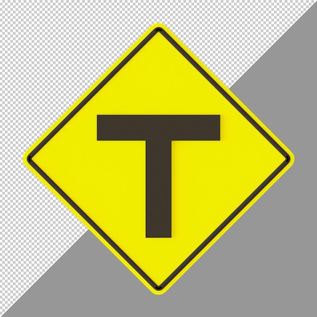 t-junction traffic sign 3d render illustration