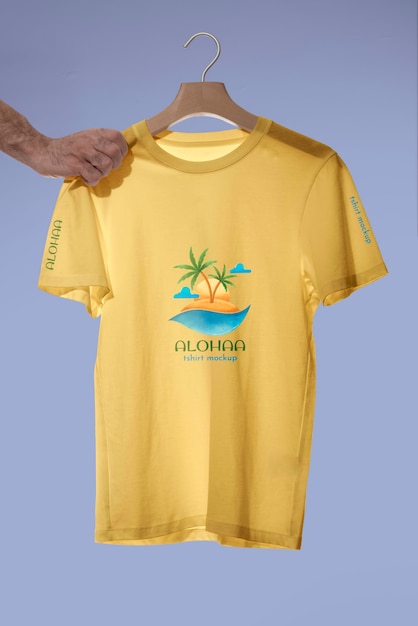 T-shirt mock-up held by human hand