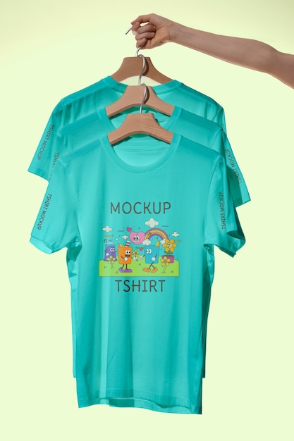 T-shirt mock-up held by human hand