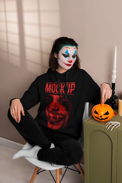 PSD t-shirt mock-up with halloween theme design