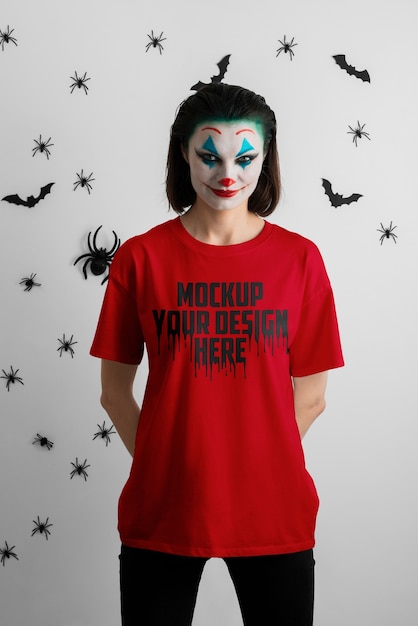 PSD t-shirt mock-up with halloween theme design