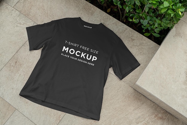 T-shirt mockup free size on marble