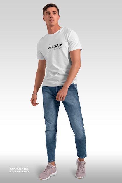 T-shirt mockup isolated man on changeable background