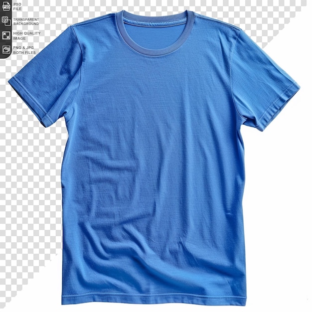 T shirt with blue color isolated on transparent background