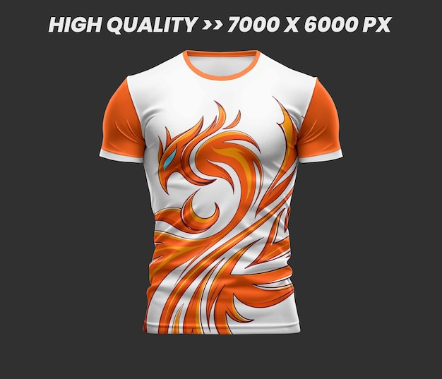 T shirt with orange flames on a dark background T shirt mockup