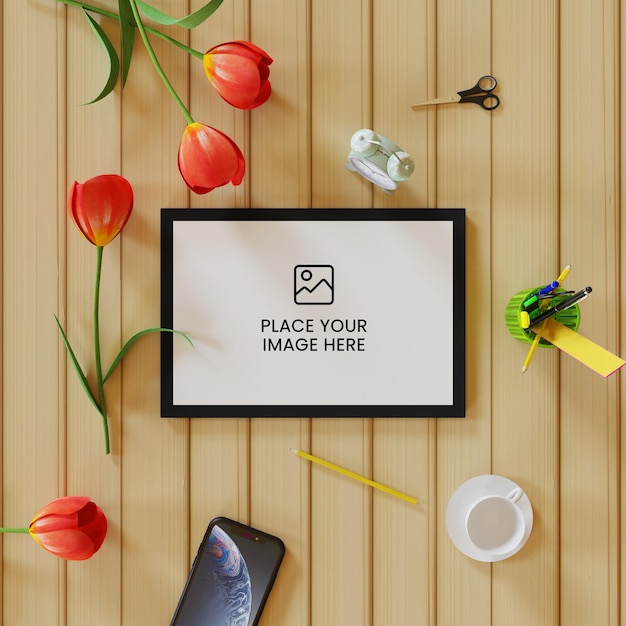 Table board tablet mockup psd high resolution cute on table screen