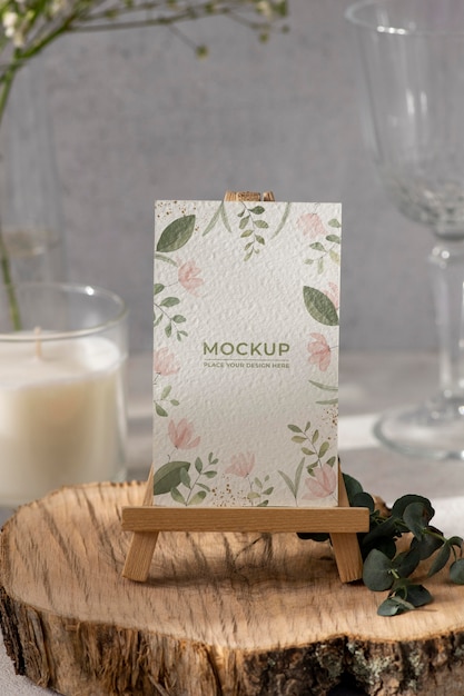 Table display mock-up with floral paper card