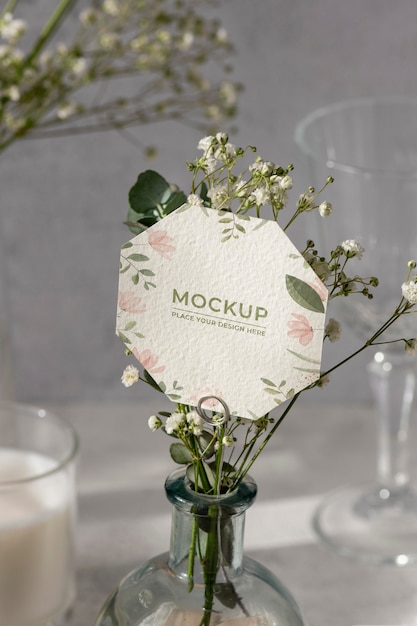 Table display mock-up with floral paper card