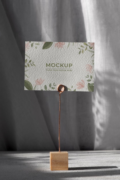 Table display mock-up with floral paper card