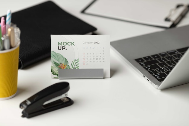 Table display with calendar mockup in real life