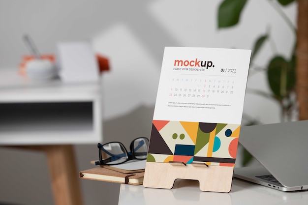 Table display with calendar mockup in real life