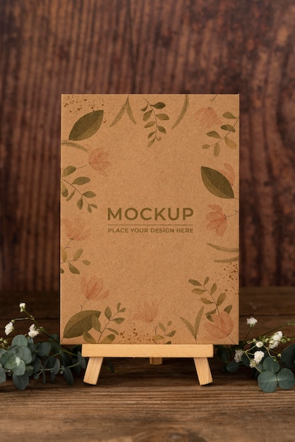 Table display with floral paper card mock-up