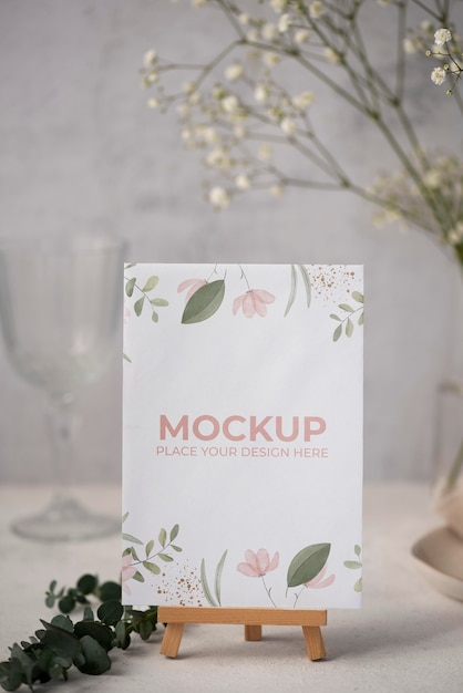 Table display with floral paper card mock-up